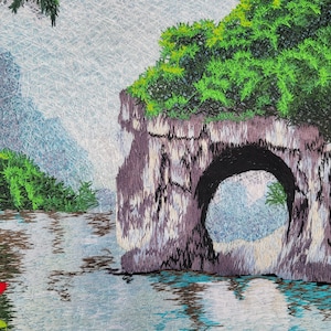 Green Grotto, embroidered tapestry, artist unknown