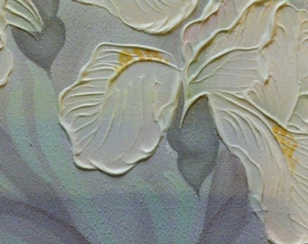 White Iris - oil on canvas, Larig Cey (?)