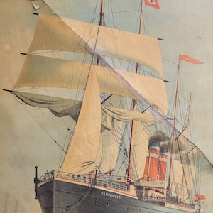 SS Vancouver, Dominion Line - cartel de viaje antiguo, artista desconocido