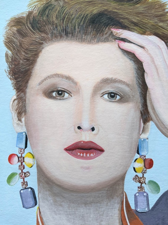 イタリア70～80年代　女性の絵 80年代の少女 - 紙に水彩画、ロープケ - Etsy 日本