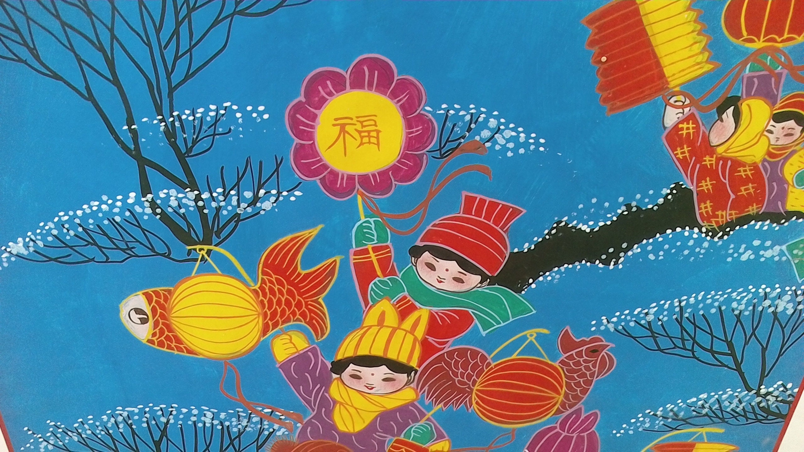 Night of the Flowers - acrylic on paper, Bai Xuhau