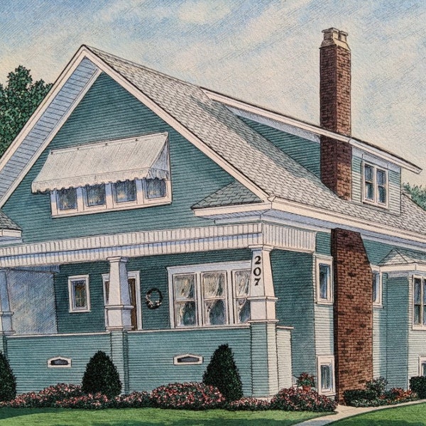 Bungalow - watercolor, pen and ink, Diana Weber