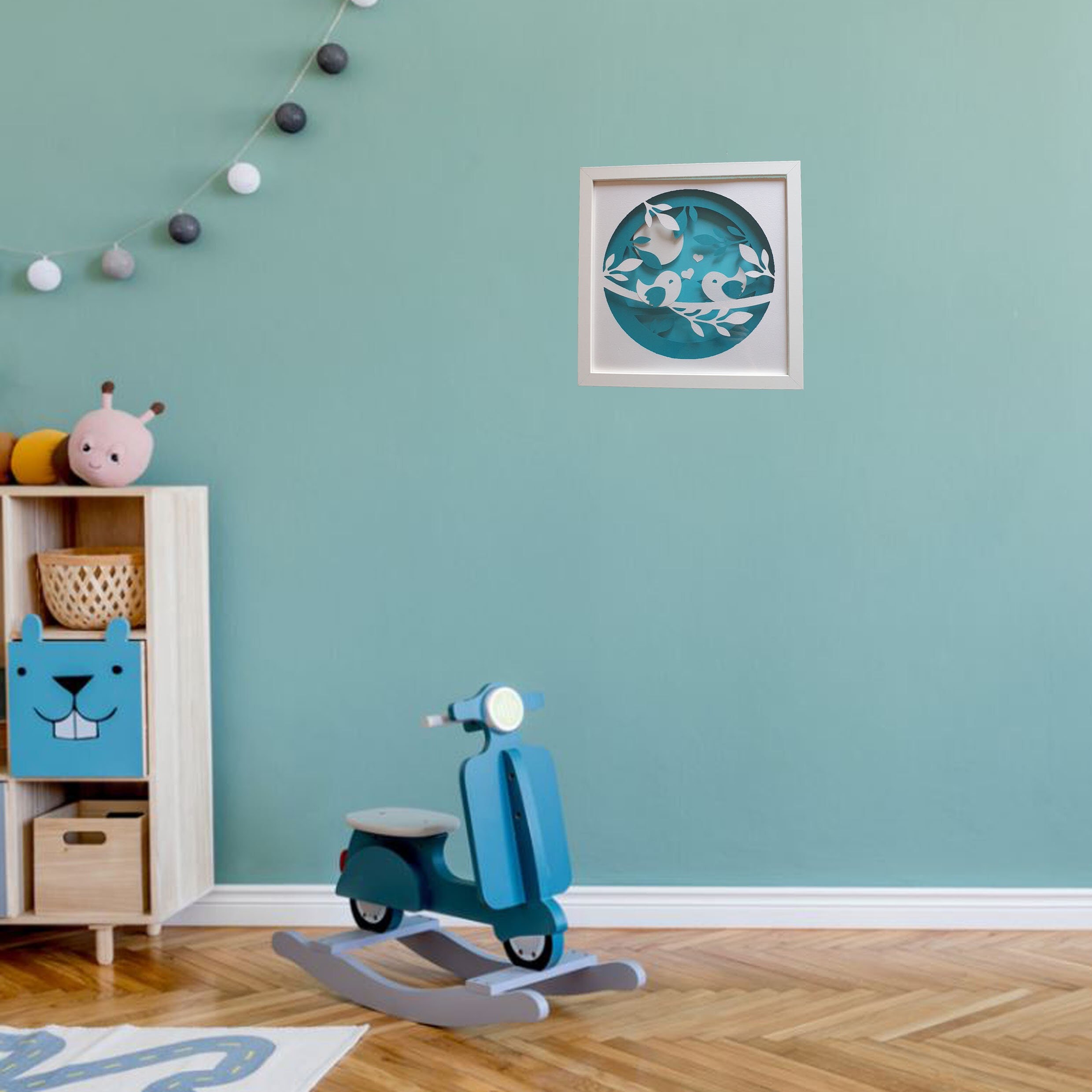 Cadre 3D Oiseau Romantique