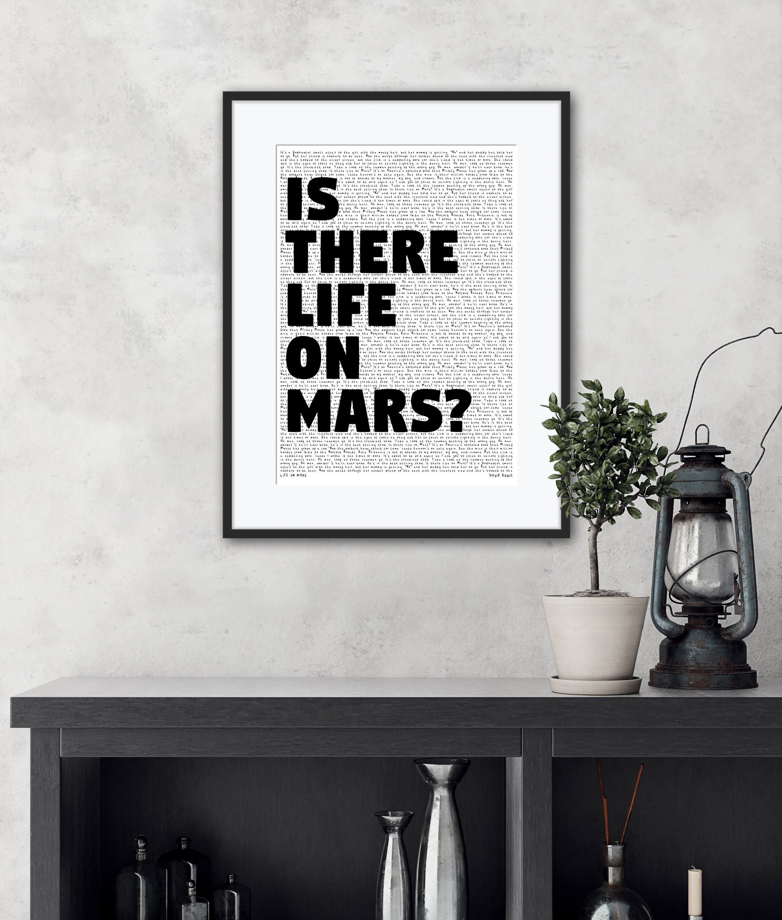 Life on Mars Lyrics Wall Poster David Bowie Music Song Print Ziggy Stardust  Black and White Art Print 70s Retro Home Decor - Etsy