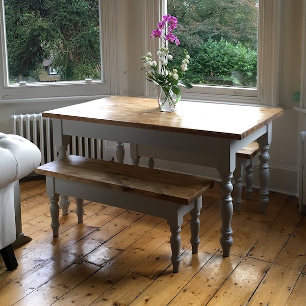 Custom Size Farmhouse Dining Table - Kitchen Table - Handmade Country Cottage Table