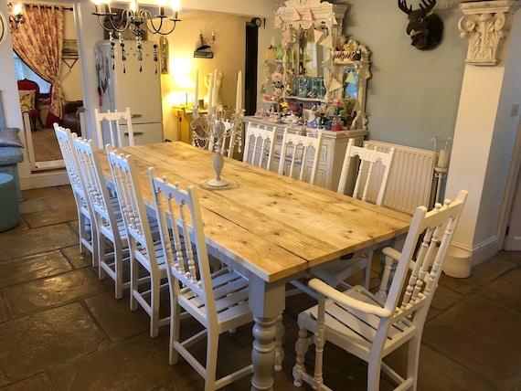 Custom Size Farmhouse Dining Table With Reclaimed Wood and Chunky