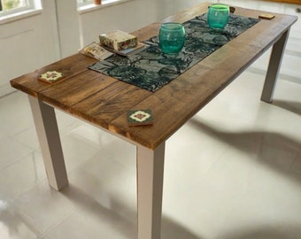 Handcrafted Farmhouse Dining Table with Square Legs - Repurposed Timber - Bespoke Sizes
