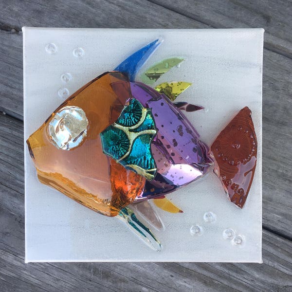 Rainbow Fish- Recycled Glass Art