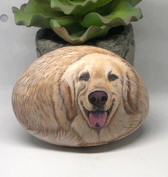 Custom Pet Dog Portraits on Rock from Photo, Personalized Pet Portrait Gifts, Pet Remembrance gifts
