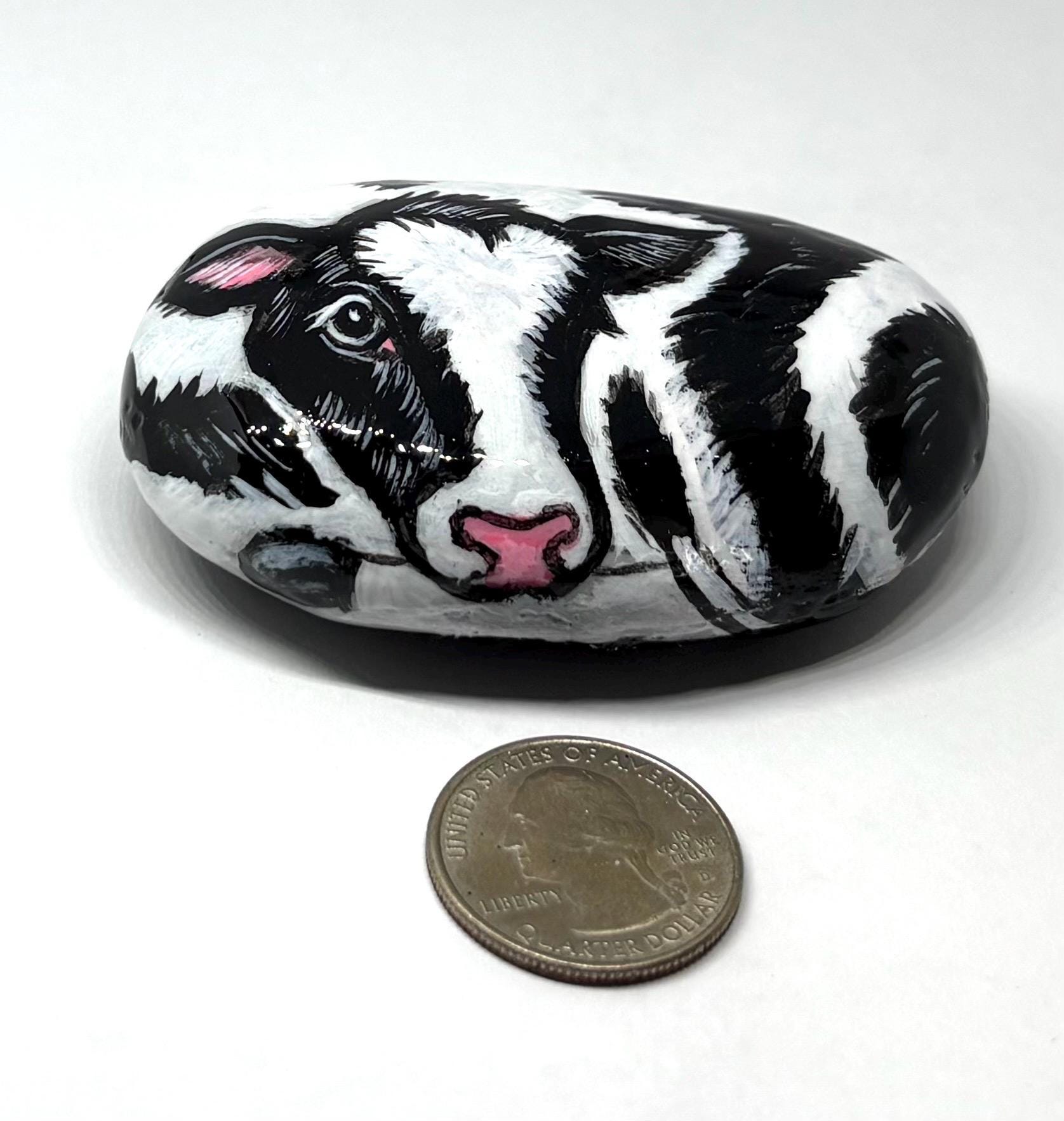 Cow Painted Rocks, Farm Animal Painted Stones for Home Decor, Christmas ...