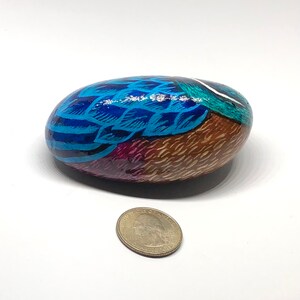 Wood duck painted rocks, Unique bird painted stone gifts for her, Water bird lovers gift, Paperweight art, Desk decor, Shelf sitter image 4