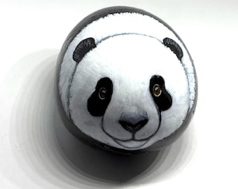 Panda Painted Rocks, Forest Critters, Realistic Animal Collectible, Giant panda Gift, Forest Friends, Woodland Animals, Gift for Dad