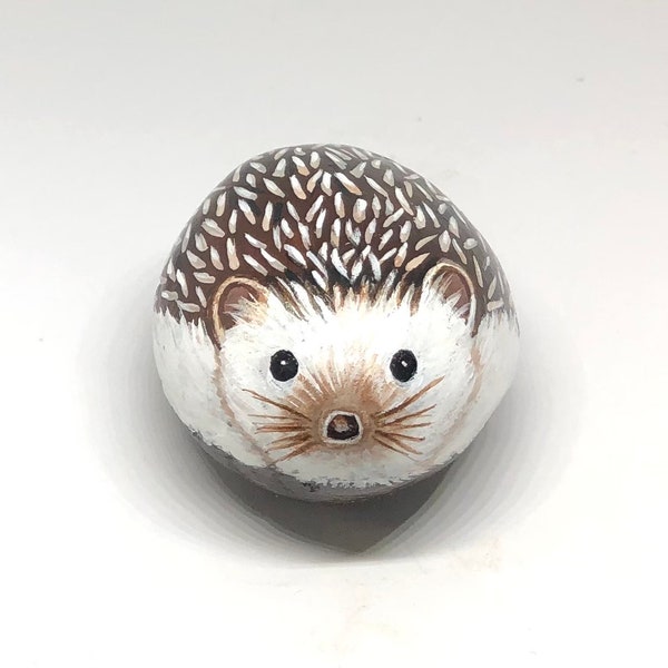 Hedgehog painted rock, Unique painted stones for gift, pet rock for room decor, Animal paperweight, Animal lover’s gift