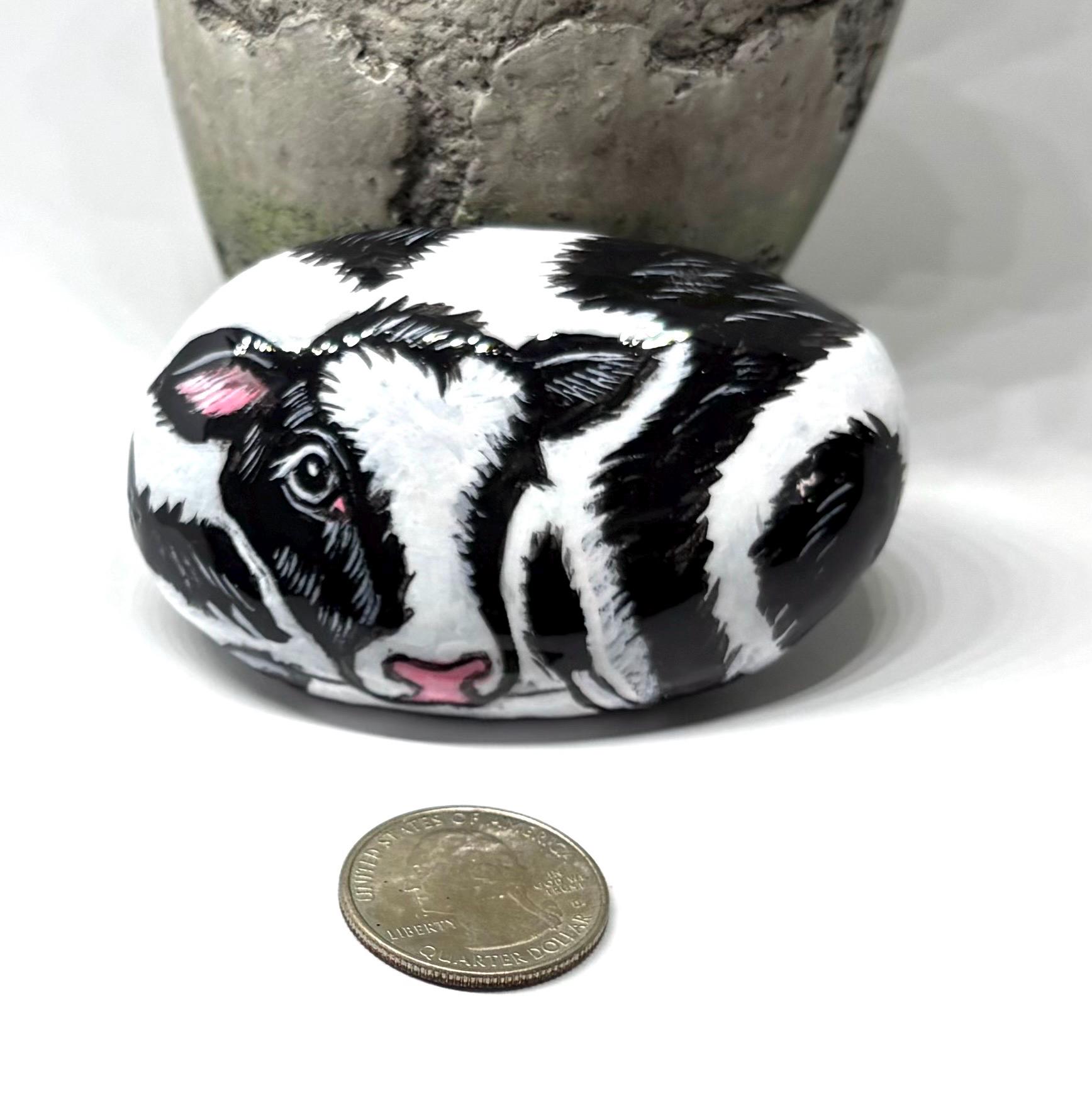 Cow Painted Rocks, Farm Animal Painted Stones for Home Decor, Christmas ...