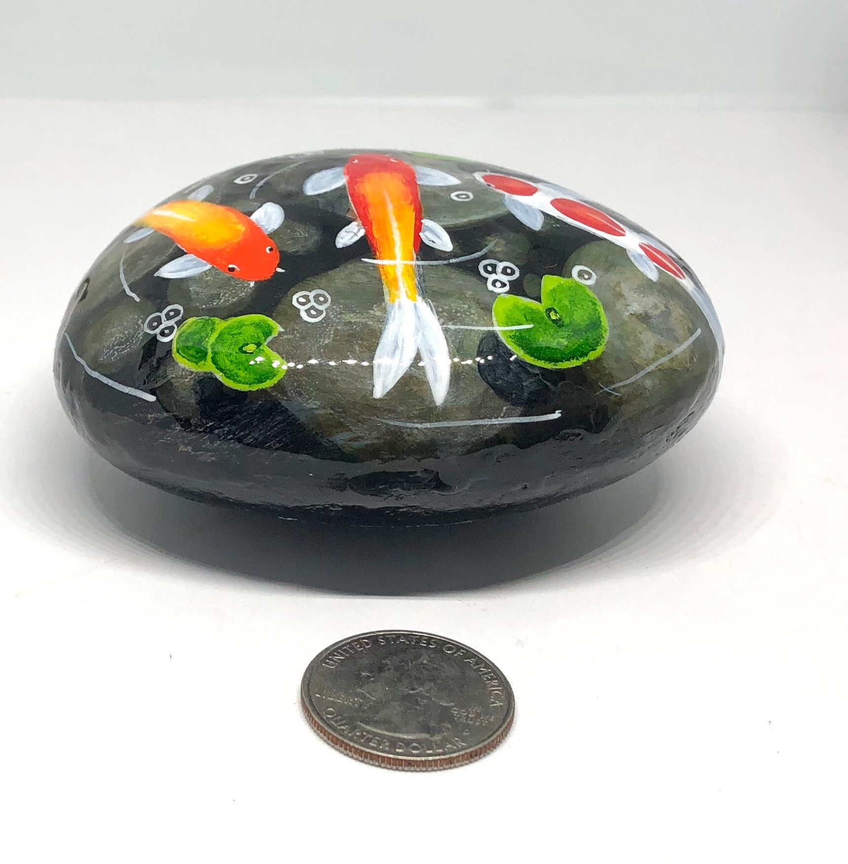 Koi pond painted rocks beautiful garden decor and unique | Etsy