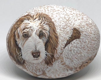 Custom pet portrait, Custom dog painted rock, Personalized pet memorial stone, Dog portrait on rock, Dog mom gift, Christmas gift for dad