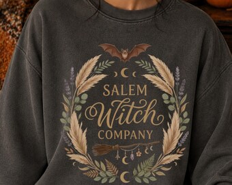 セイラム魔女デザインシャツ、不気味な雰囲気のTシャツ、フェミニスト魔女シャツ、ボヘミアン秋の美学、スウェットシャツ、秋の雰囲気PNG、居心地の良い秋のセーター