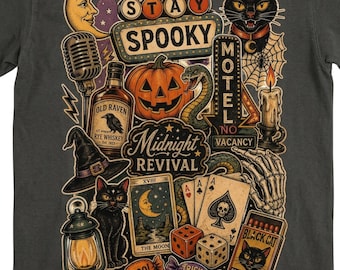 Retro Spooky Revival Collage PNG,  Retro Carnival Halloween, Spooky Season, Gothic PNG, Witchy, Dark Academia Halloween, Tarot Moon Art