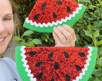 Watermelon Wreath Attachment Set, Summer Tier Tray Decor, Glitter Watermelon Slice, Floral Arrangement Pick, Wreath supplies, Picnic decor
