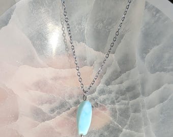 Collier pendentif opale bleue du Pérou : 100 % naturel