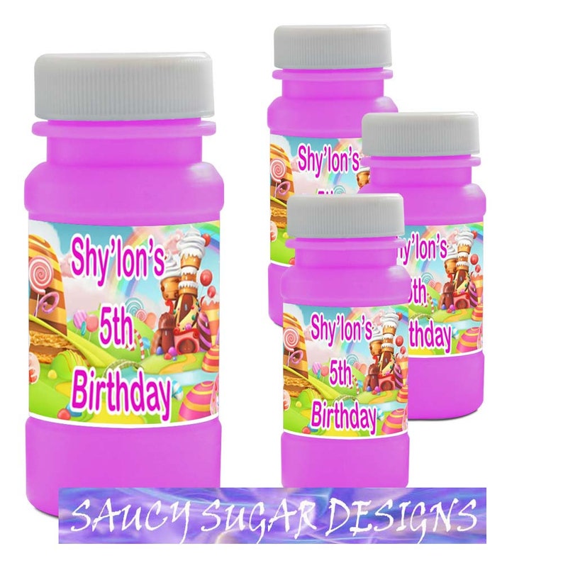 custom party favors party printables candyland bubbles