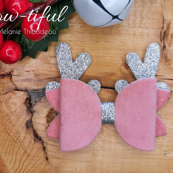 Hair buckle on clip, elastic or nylon headband//Accessories//Deer//Christmas