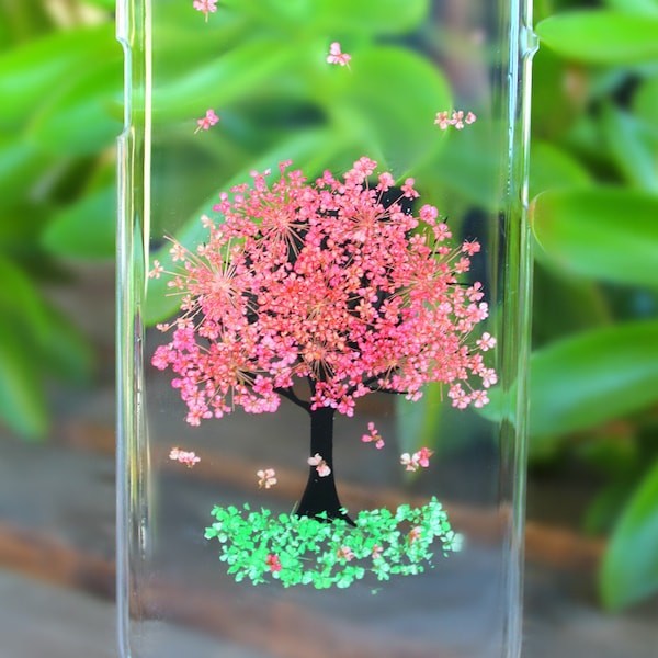 Tree of Life - Pink Tree Flowers Clear Hard Plastic Phone Case on Samsung Galaxy J7, J3, A5, A3, Alpha G850, Galaxy On 5, S3 Mini, S5 Mini