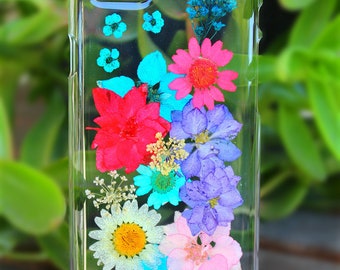 Pressed Dried Flowers Phone Case, Clear Hard Plastic Cover