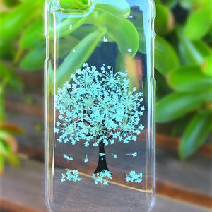 iPhone 6 Phone Case- Green Tree Pressed Dried Flowers Hard Plastic Phone Case on iPhone 6s, 6/6s Plus, 5/5s, SE 5C 4/4S, and Sony Xperia Z3