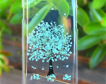 iPhone 6 Phone Case- Green Tree Pressed Dried Flowers Hard Plastic Phone Case on iPhone 6s, 6/6s Plus, 5/5s, SE 5C 4/4S, and Sony Xperia Z3