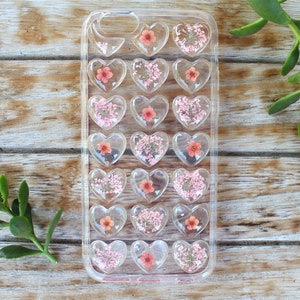 Fleurs roses séchées pressées en 3D Heart Shapes iPhone 11 11 Pro 11 Pro Max, iPhone X XS XS Max XR SE iPhone 6/6s 7 7 Plus 8 8 Plus Phone Case image 3