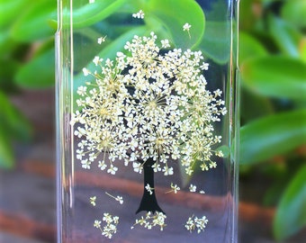 White Tree Pressed Dried Flowers Hard Plastic Phone Case on iPhone X, XS, Xs Max, XR, iPhone 8, 8 Plus, 7 7 Plus 6/6s 6/6s Plus 5/5s SE 4/4s