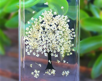 White Tree -Pressed Dried Flowers LG V20, LG G6, Lg g5, Lg g4, Lg g3, Sony Xperia Z3, Z3 Mini, Z5 Clear Hard Plastic Snap on Phone Case