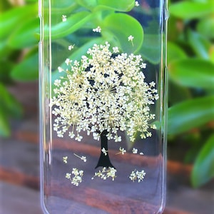 White Tree -Pressed Dried Flowers LG V20, LG G6, Lg g5, Lg g4, Lg g3, Sony Xperia Z3, Z3 Mini, Z5 Clear Hard Plastic Snap on Phone Case