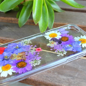 Pressed Flowers Purple Passion Daisy Samsung Galaxy S20, S10 Edge S10 Plus, S9 S9 Plus, S8 S8 Plus Note 20, Soft Silicone Phone Case image 4