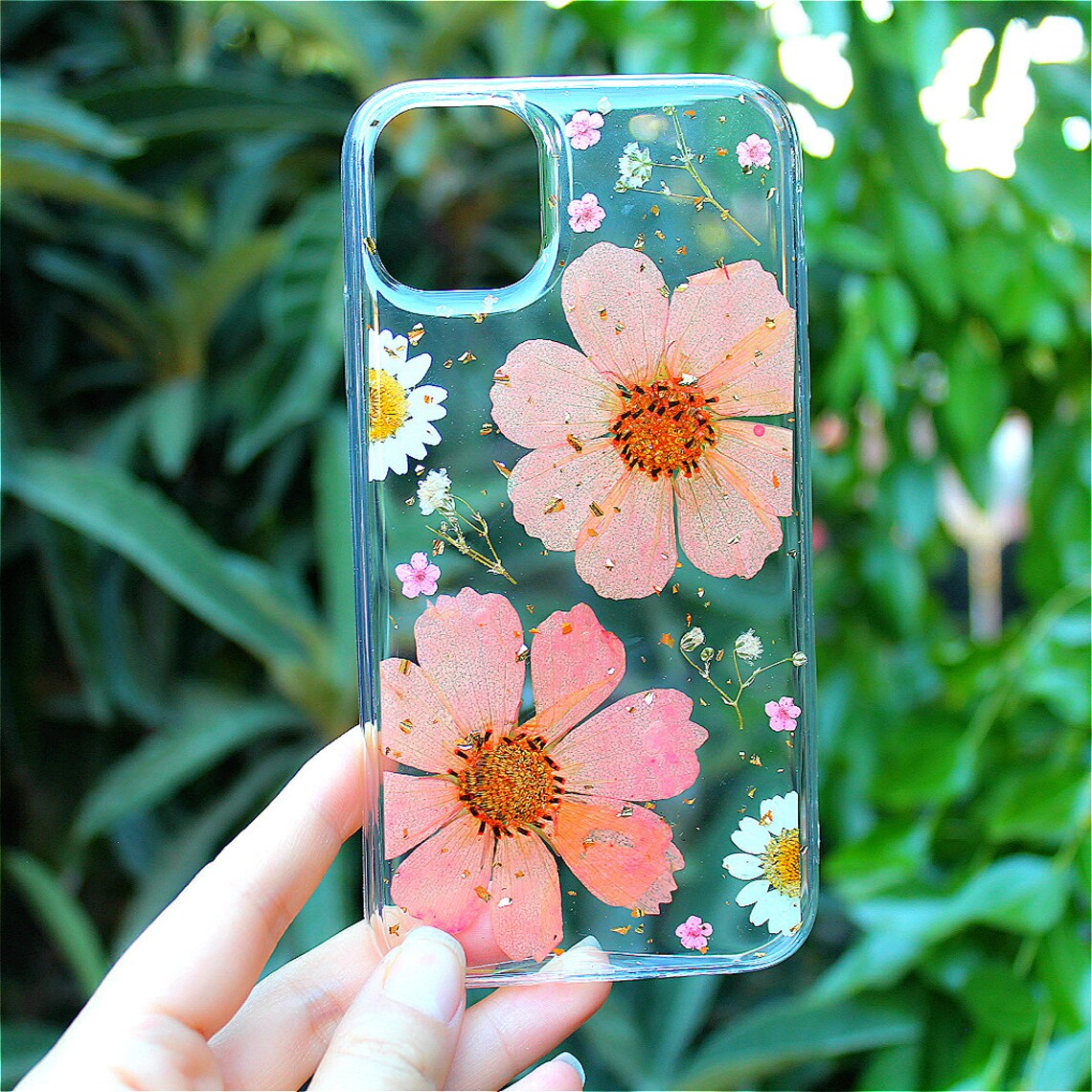 Iphone 11 Pressed Flower Phone Case Handmade Pink Flowers W/ Etsy