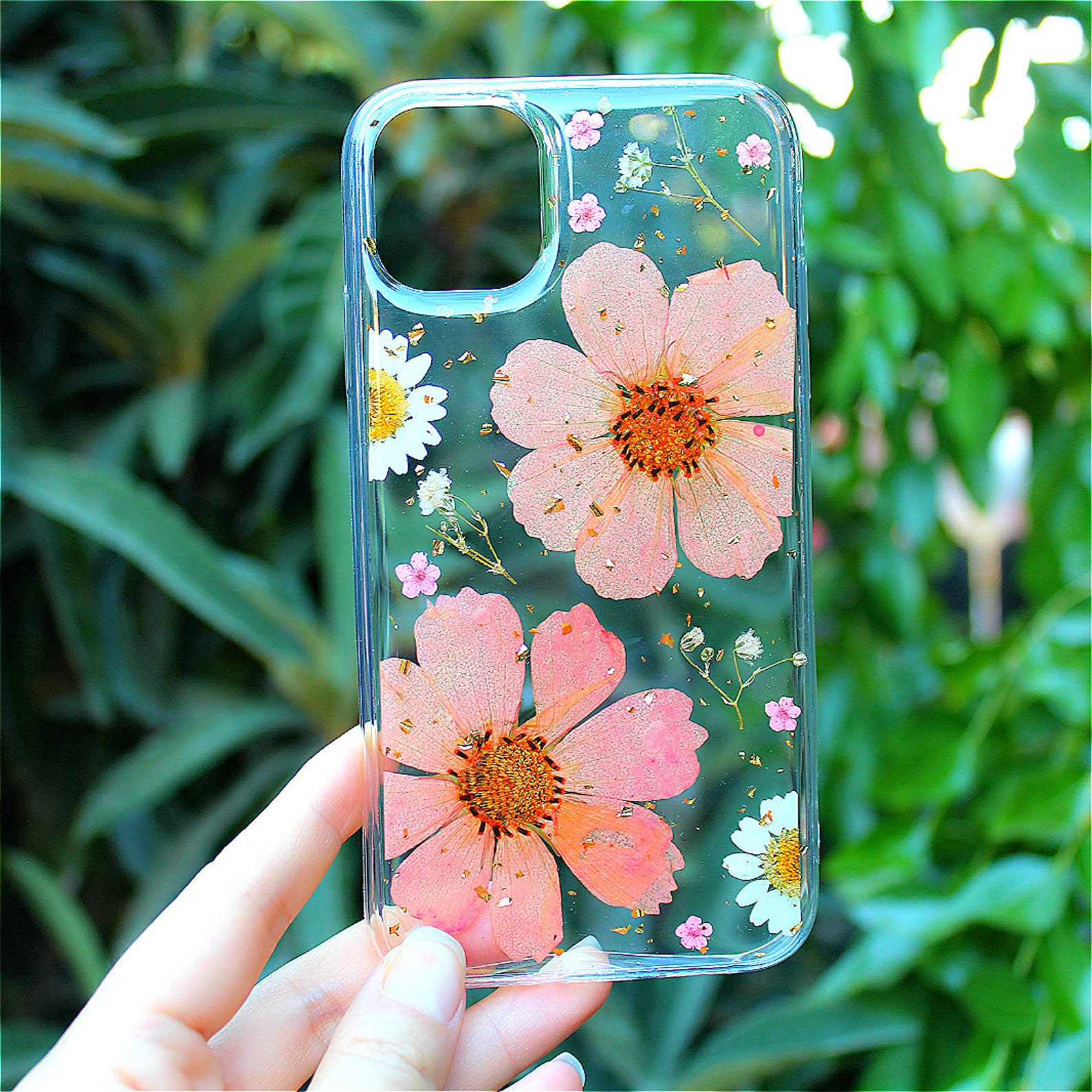 Iphone 11 Pressed Flower Phone Case Handmade Pink Flowers W/ Etsy