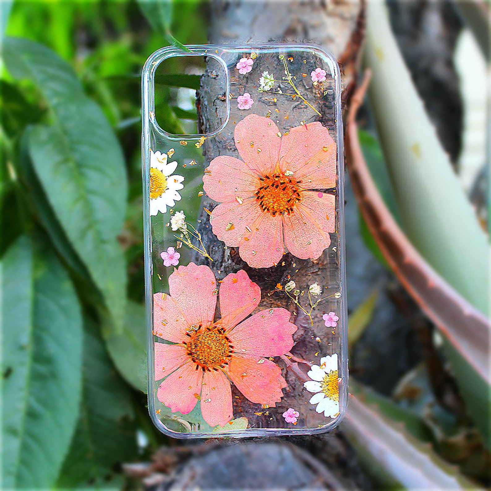 Iphone 11 Pressed Flower Phone Case Handmade Pink Flowers W/ Etsy