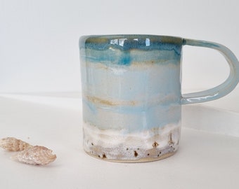 Ocean Small Cup, Coastal style  Handmade Ceramic beachy Mug, turquoise Gift for vacation home, Beach house decor, gift for Grandma