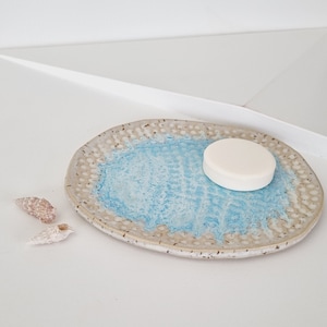 Handmade Ceramic Soap Dish: Turquoise Beach House Decor