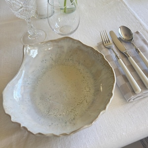 Whimsical handmade ceramic shell bowl coastal style dinnerware beach decor tablescape