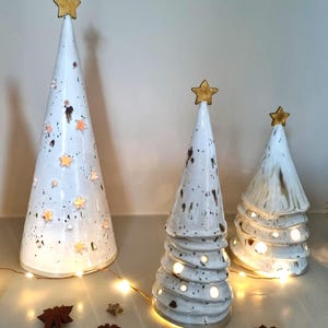Ceramic Christmas Tree, modern rustic mountain decor, handmade lantern Mantle Decor Woodland Holiday Gift Alternative Christmas Tree