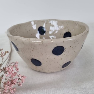 Handmade Speckled Ceramic Bowl: Black Dot Breakfast Bowl