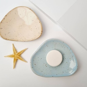 Handmade Turquoise Ceramic Soap Dish: Coastal Bathroom Decor