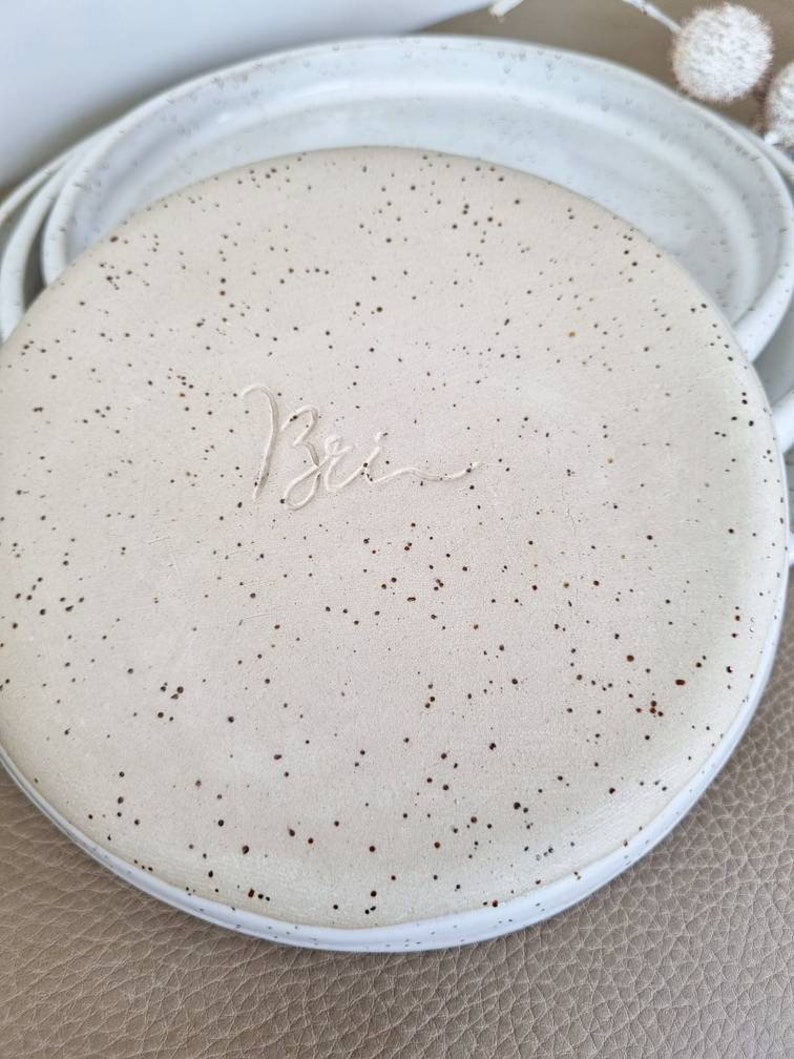 White Speckled Ceramic Stoneware Plate Dinnerware Etsy