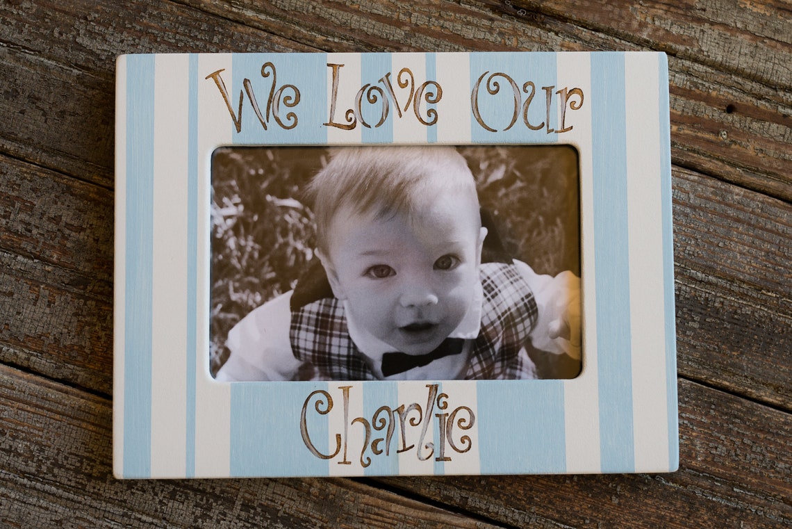 Personalized Baby Boy Picture Frame 4x6 in Signature Stripes Etsy
