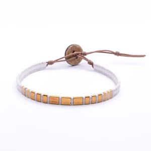 Tila Glass Bead Wrap Bracelet 24kt Gold Plated/White