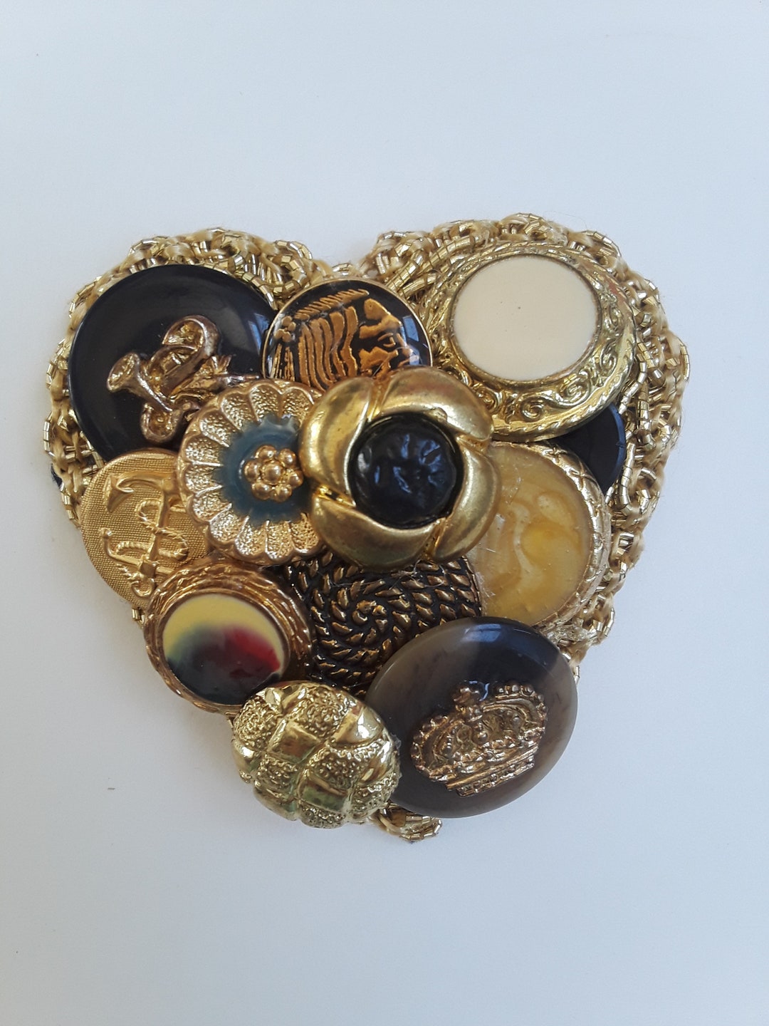 Folk Button Folk Art Handmade Button Brooch - Etsy