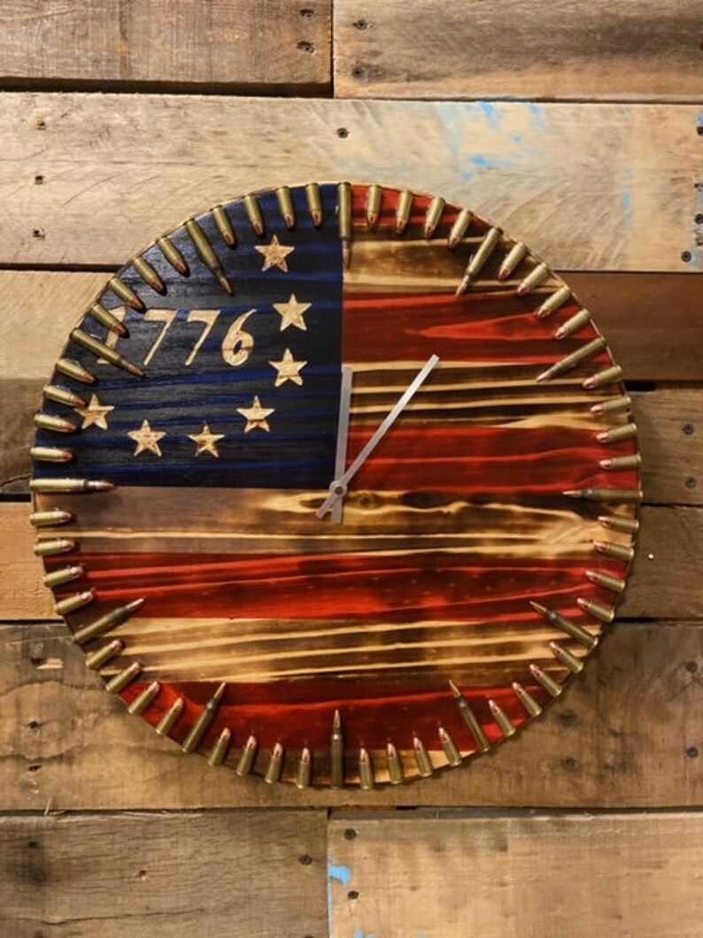 18 American Flag Bullet Clock 1776 Betsy Ross // Rustic Etsy