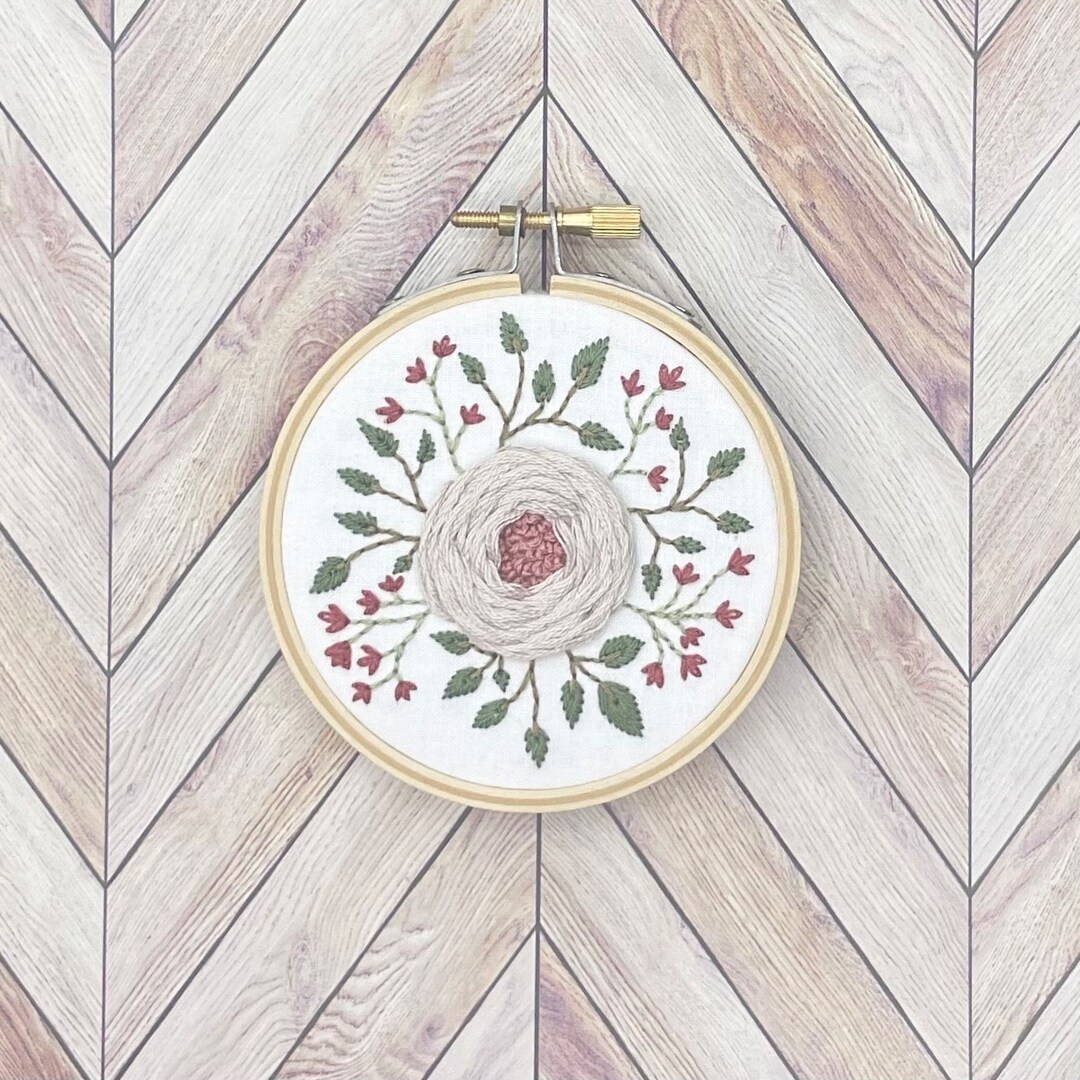 Gray and Pink Floral Hand Embroidery Hoop Art - Etsy